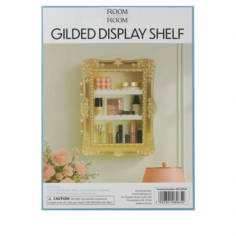 TikTok Viral Room2Room Five Below Gilded Display Shelf Gold Vanity Cabinet